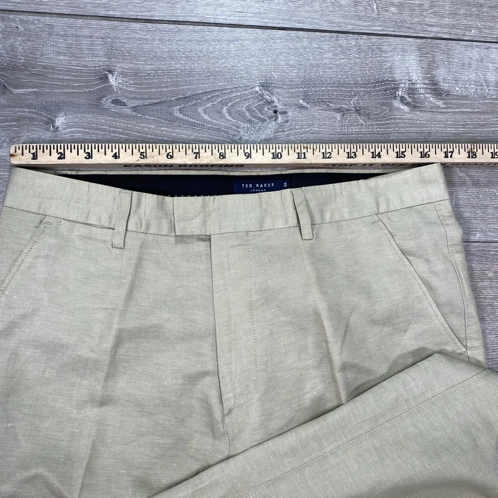 Ted Baker London Pants Mens 34 Beige Khaki Flat Front Dress Chino Trousers